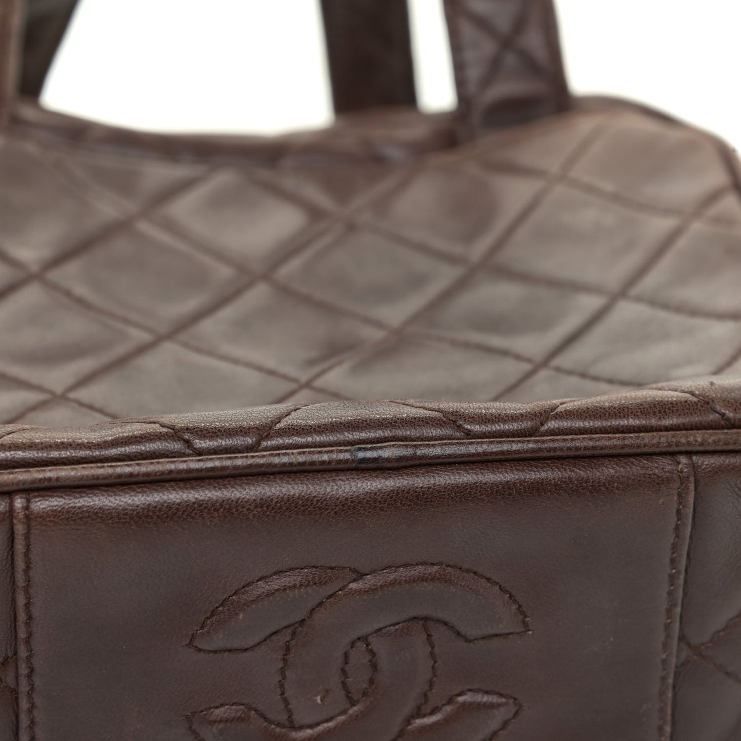 Lambskin Quilted Shoulder Bag Brown