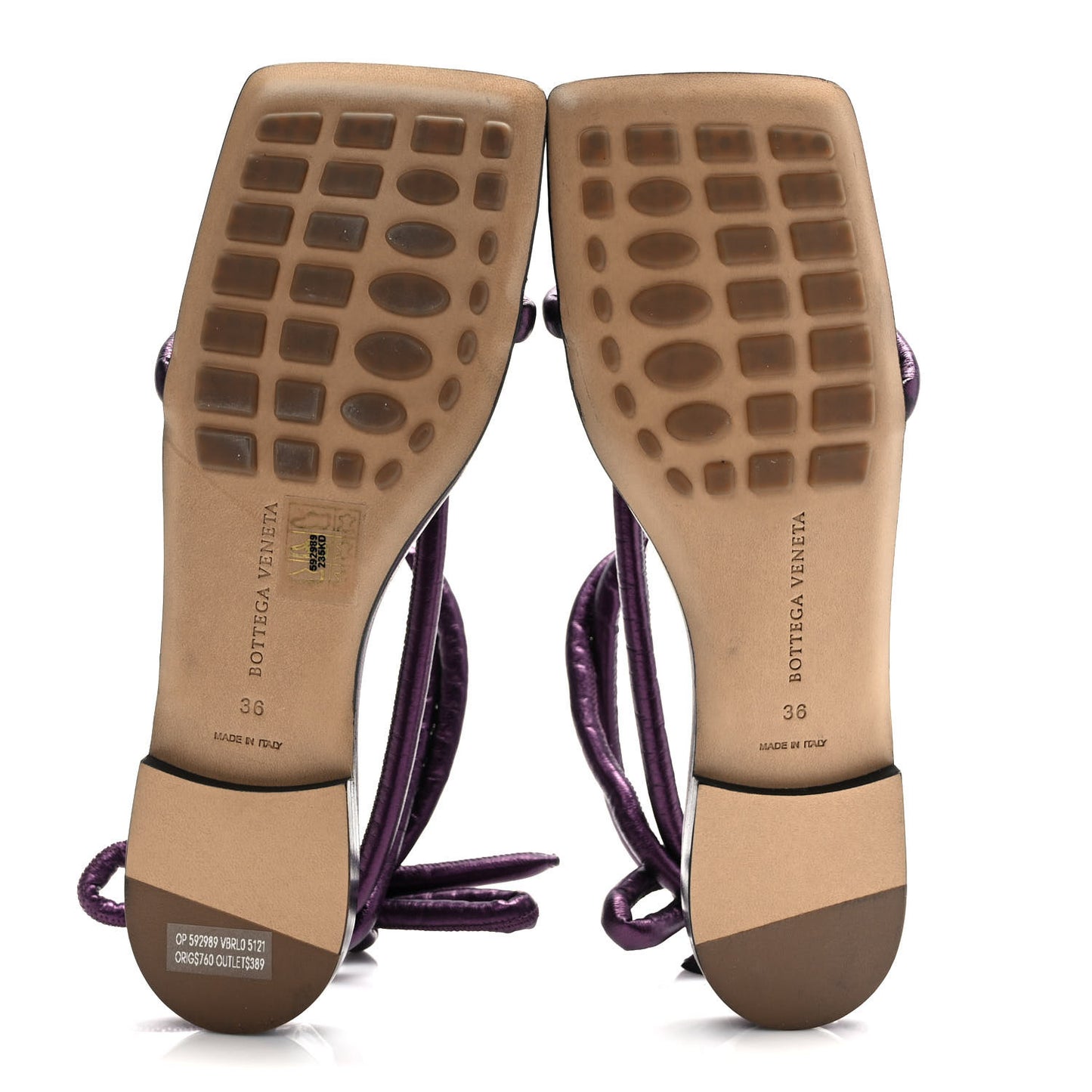 Nappa Knotted Square Flat Sandals 36 Viola