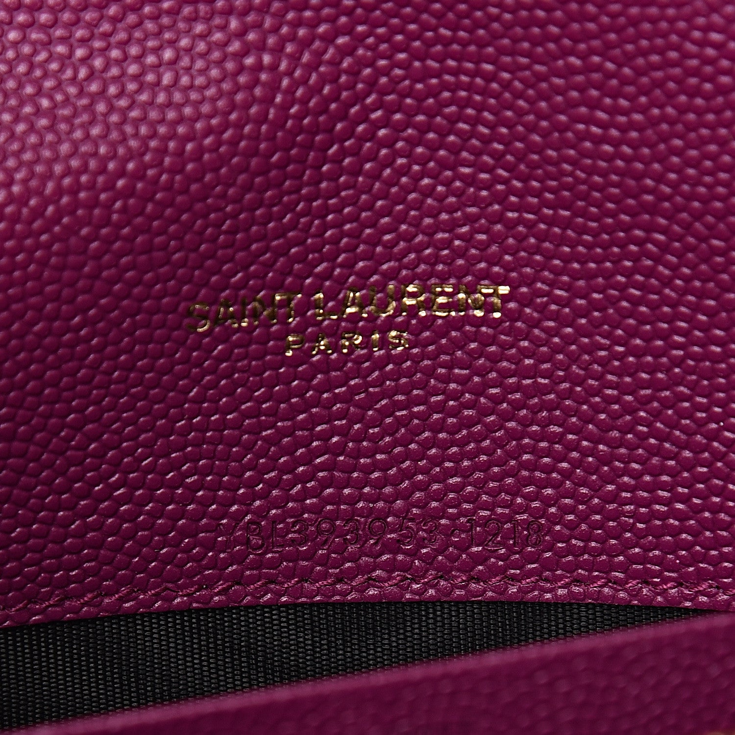 Saint Laurent Grain De Poudre Matelasse Chevron Monogram Envelope Chain Wallet Dark Grape 7 of 10
