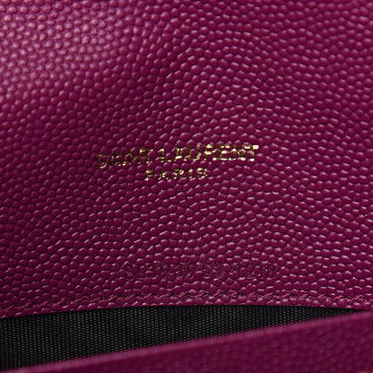 Saint Laurent Grain De Poudre Matelasse Chevron Monogram Envelope Chain Wallet Dark Grape 7 of 10