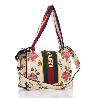 Gucci Calfskin Floral Small Sylvie Top Handle Bag Off White 3 of 10
