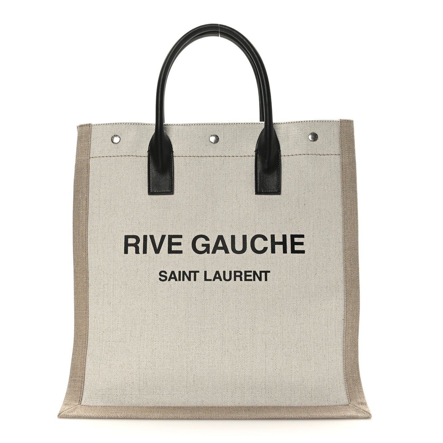 Linen Calfskin Rive Gauche North South Tote Optic White