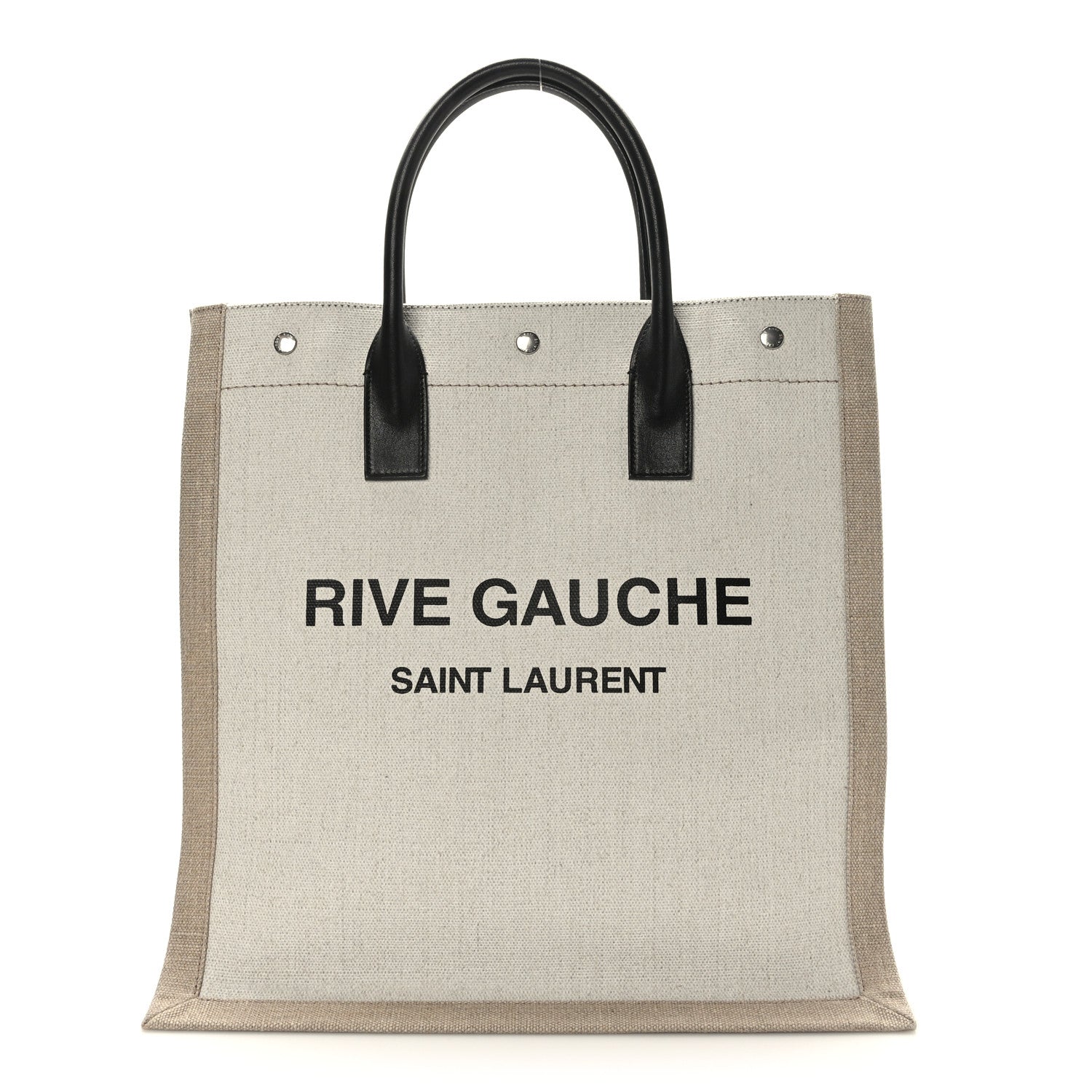 Saint Laurent Linen Calfskin Rive Gauche North South Tote Optic White 1 of 8