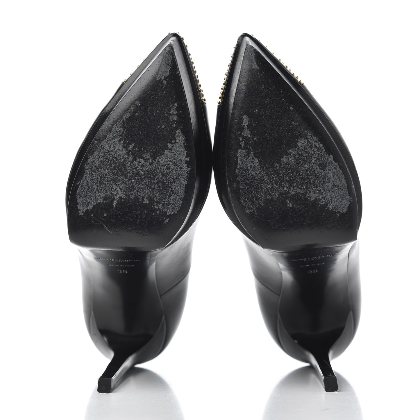 Calfskin Studded Cap Toe Janis 105 Platform Pumps 38 Black