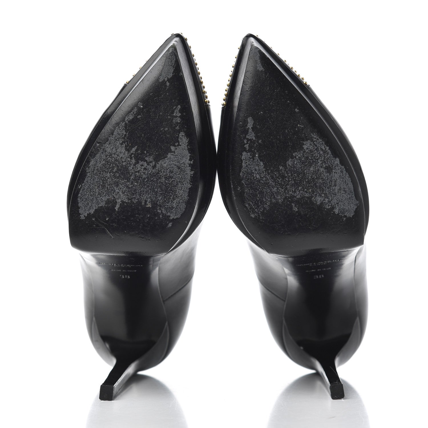Saint Laurent Calfskin Studded Cap Toe Janis 105 Platform Pumps 38 Black 5 of 25