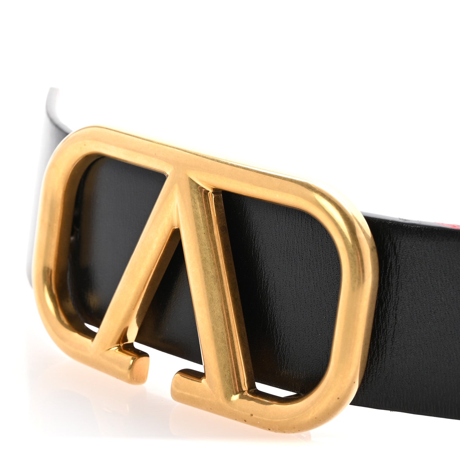 Valentino Garavani Glossy Calfskin 40mm VLogo Reversible Belt 75 30 Black Rouge Pur 9 of 10