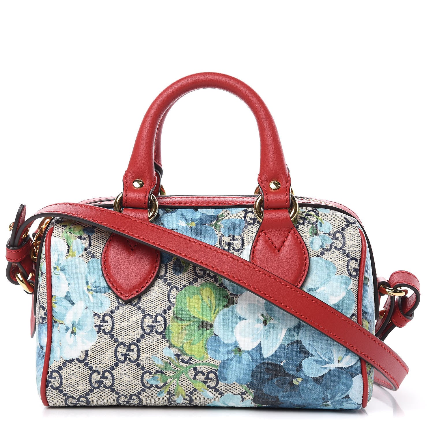 Gucci GG Supreme Monogram Blooms Mini Boston Navy Blue Hibiscus 1 of 9