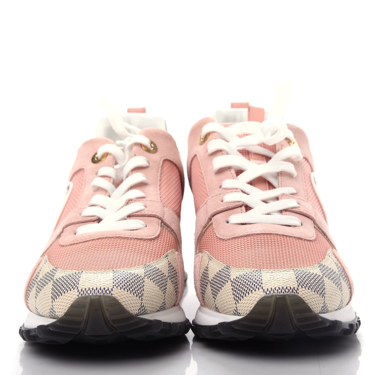 Louis Vuitton Suede Damier Azur Run Away Sneakers 40 Pink 2 of 10
