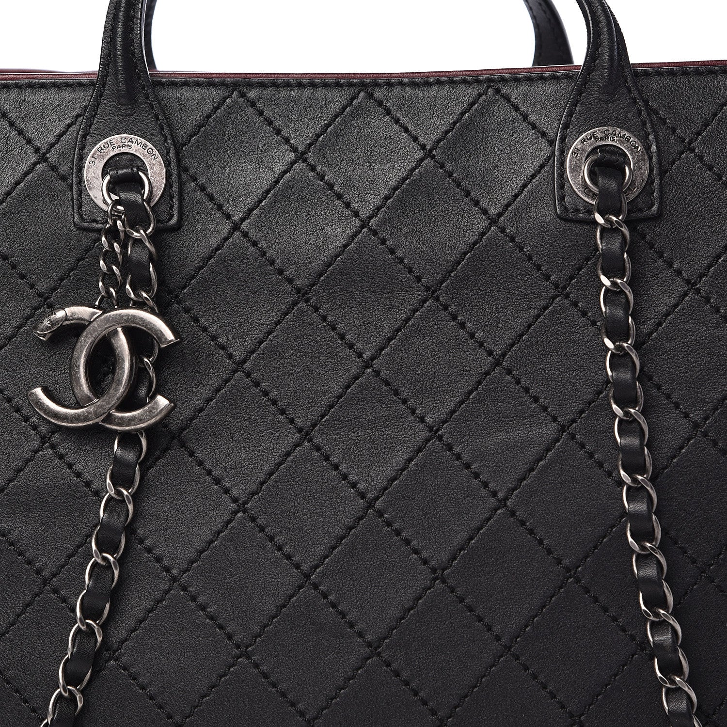 Chanel Calfskin Stitched Large Shopping Tote Black 14 of 16