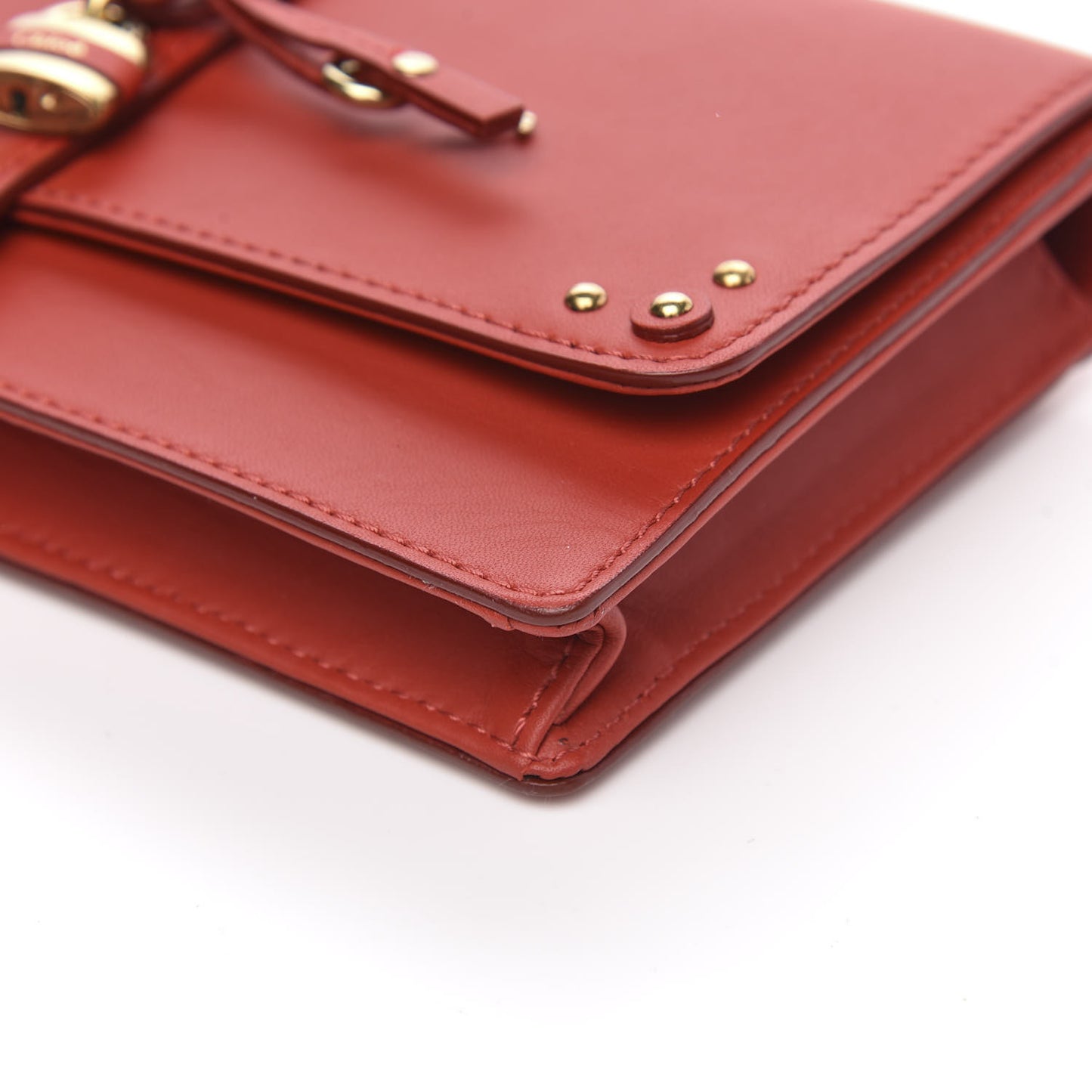 Calfskin Aurore Wallet on Chain Red