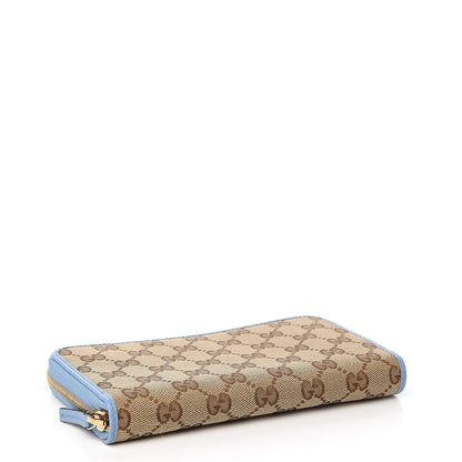 Gucci Monogram Dollar Calfskin Zip Around Wallet Beige Ebony Mineral Blue 3 of 6