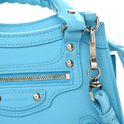 Balenciaga Grained Calfskin Neo Classic Silver Hardware Mini City Azur 14 of 21