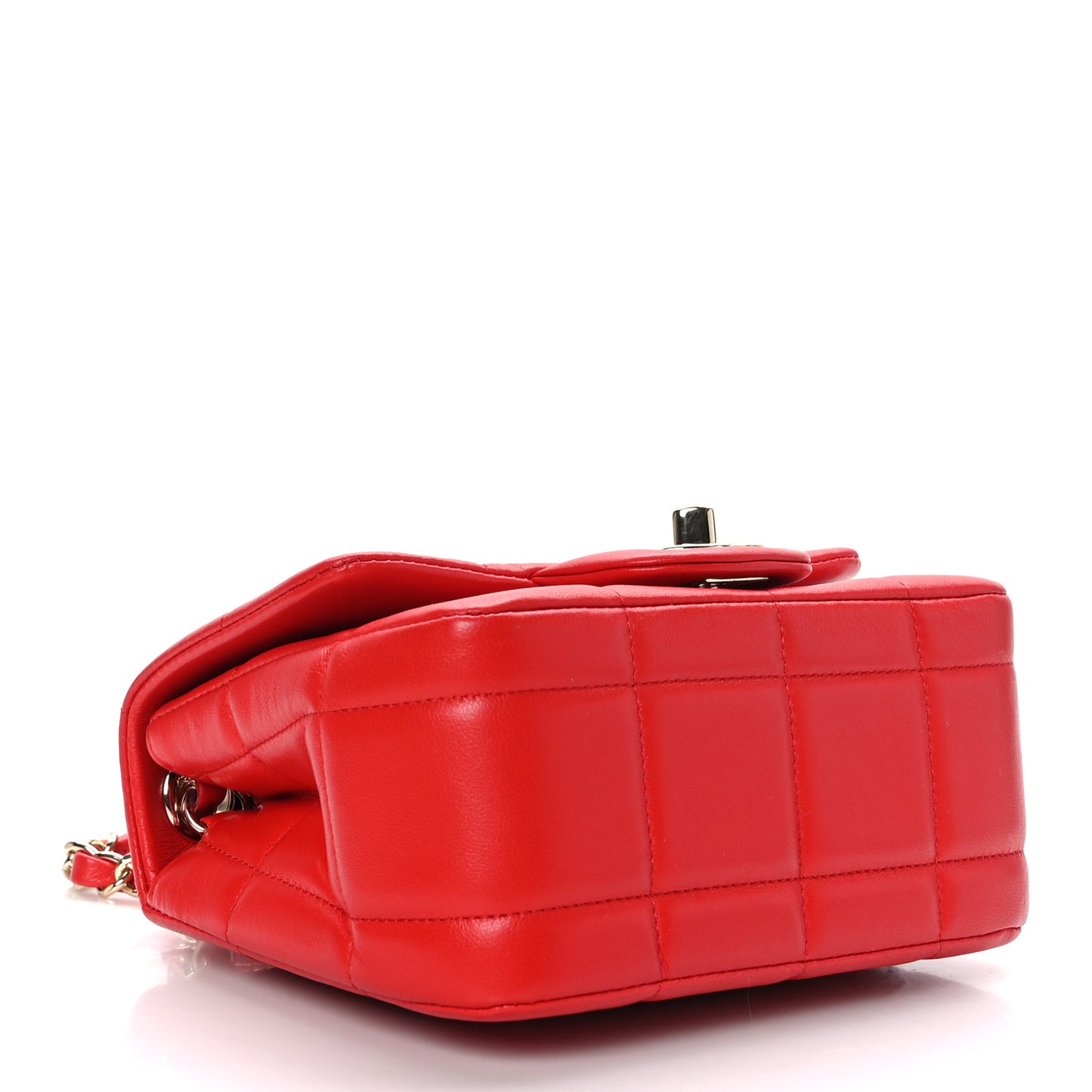 Lambskin Resin Crystal Square Quilted Monacoco Mini Flap Red