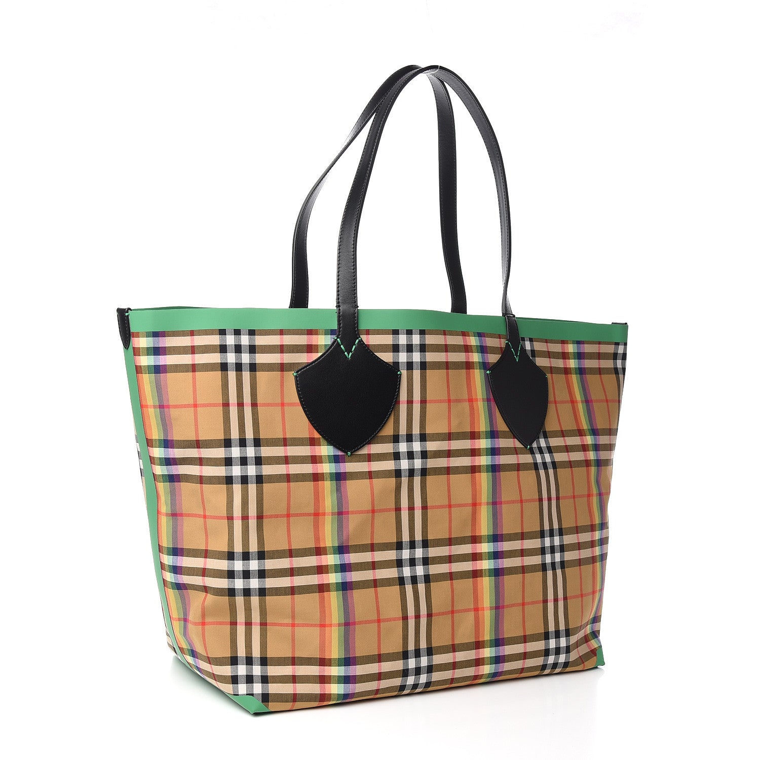 Burberry Vintage Rainbow Check Extra Large The Giant Reversible Tote Antique Yellow 4 of 17