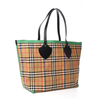 Burberry Vintage Rainbow Check Extra Large The Giant Reversible Tote Antique Yellow 4 of 17