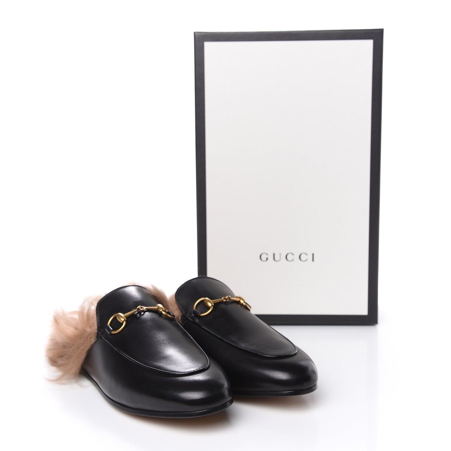 Gucci Calfskin Fur Womens Princetown Slippers 38.5 Black 8 of 8
