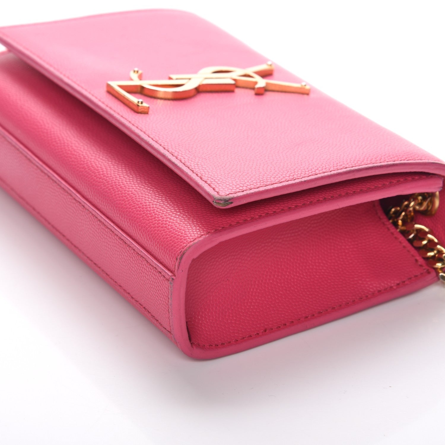 Saint Laurent Grain De Poudre Small Monogram Kate Satchel Fuchsia 7 of 9