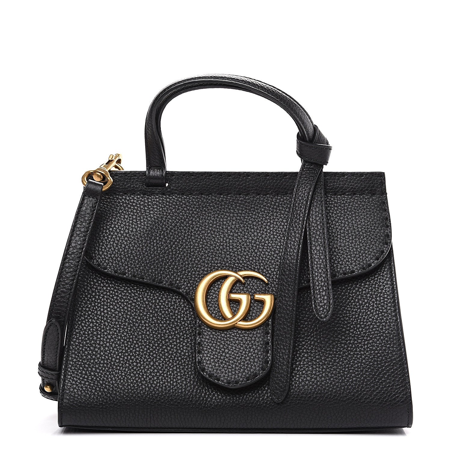 Gucci Calfskin Mini GG Marmont Top Handle Bag Black 1 of 10