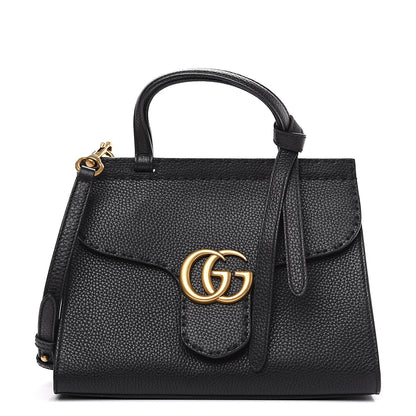 Gucci Calfskin Mini GG Marmont Top Handle Bag Black 1 of 10