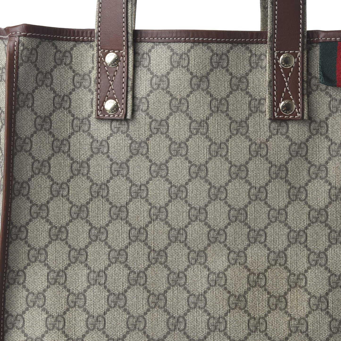 GG Plus Monogram Small Signature Web Loop Vertical Tote Light Brown