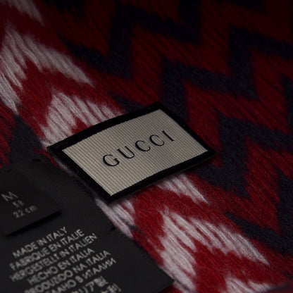 Gucci Wool Tricot Zaggede Beanie Hat M Red Blue 4 of 7