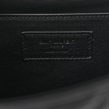 Saint Laurent Grain De Poudre Textured Mixed Matelasse Triquilt Medium Monogram Monochrome Satchel Black 6 of 11