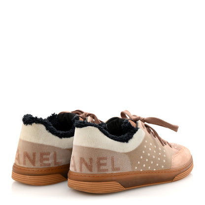 Chanel Fabric Suede Calfskin Logo Sneakers Light Beige 5 of 9