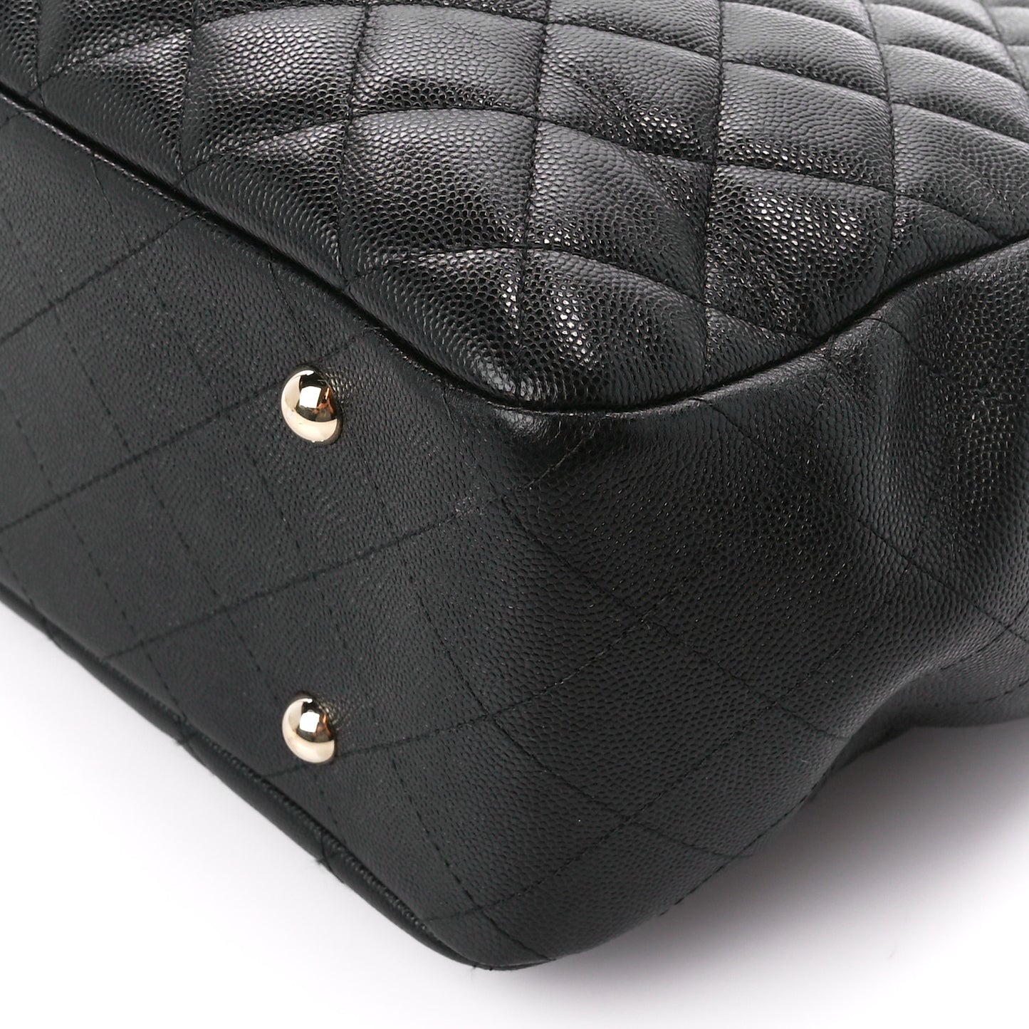 Caviar Quilted Large Shopping Tote Black