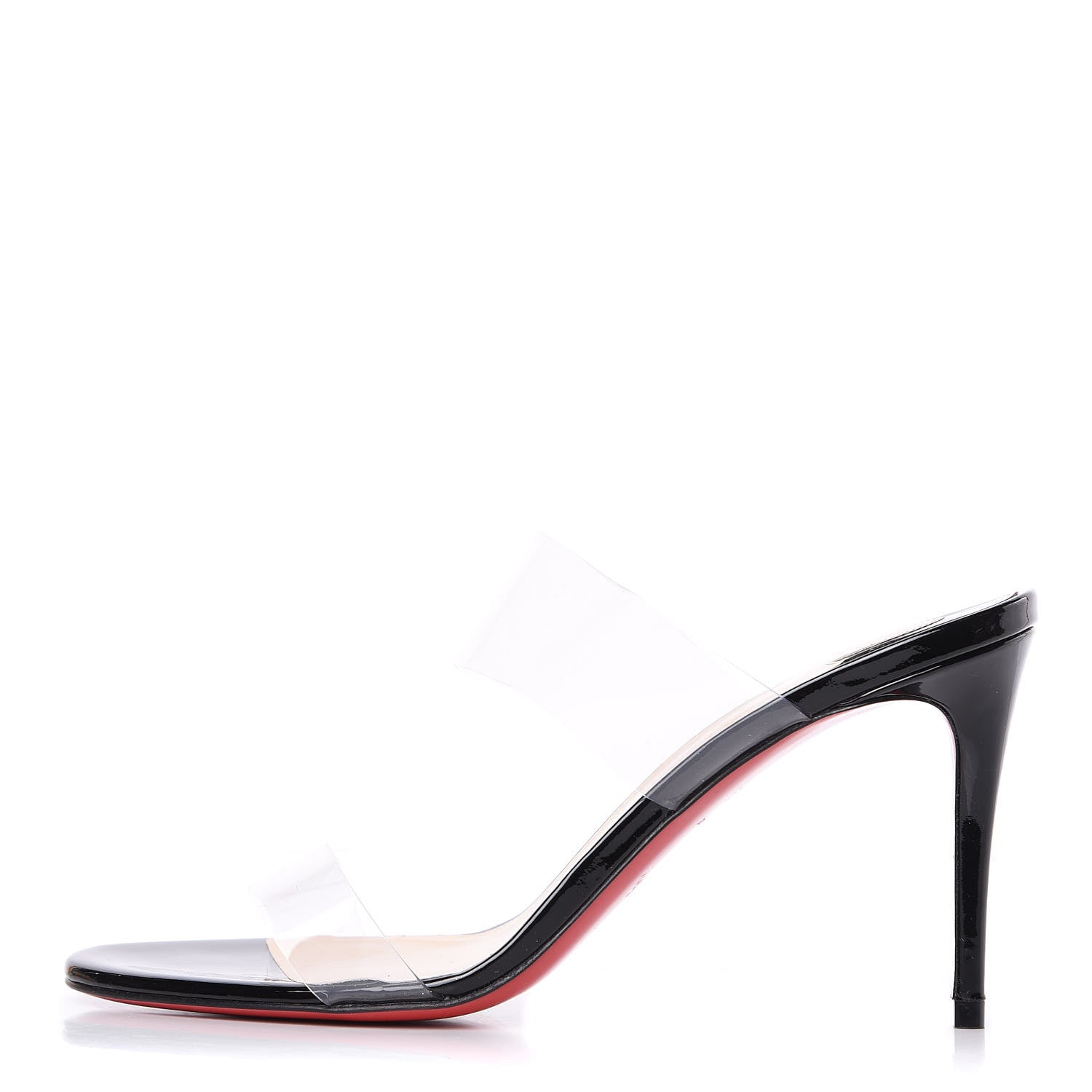 Christian Louboutin Patent PVC Just Nothing 85 Slide Sandals 36.5 Black 1 of 8