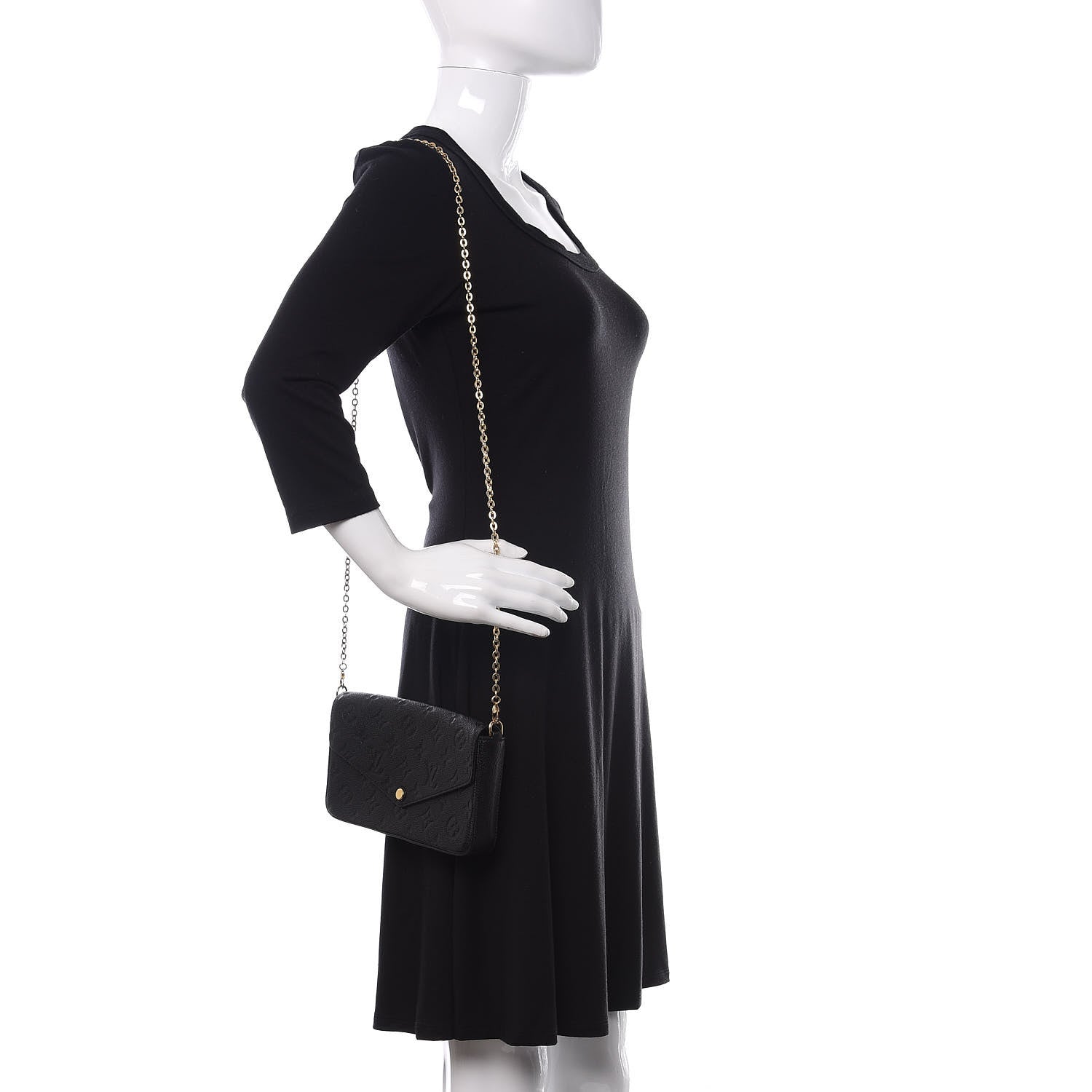 Louis Vuitton Empreinte Pochette Felicie Chain Wallet Black 2 of 11