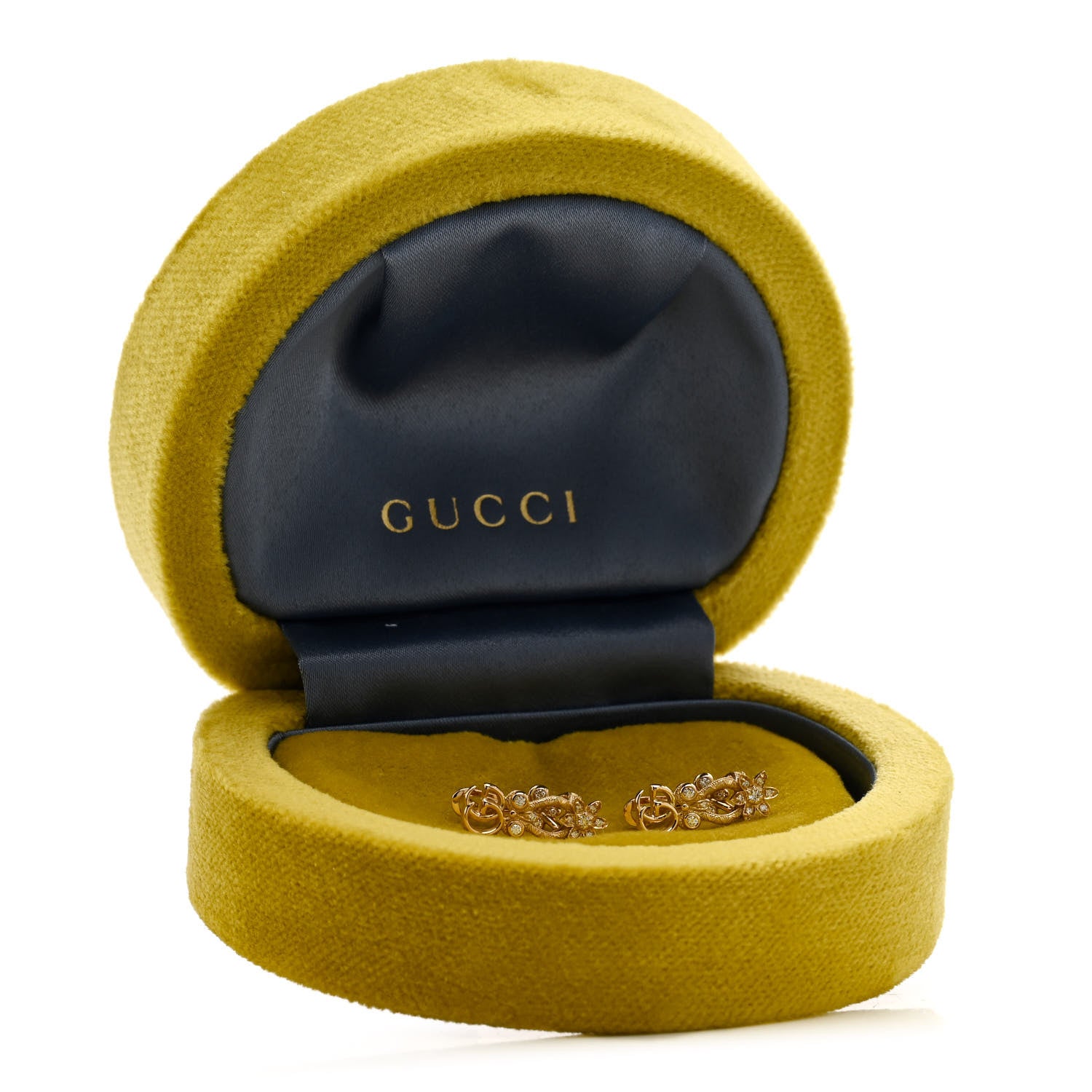 Gucci 18K Yellow Gold Diamond Flora Pave Earrings 6 of 6