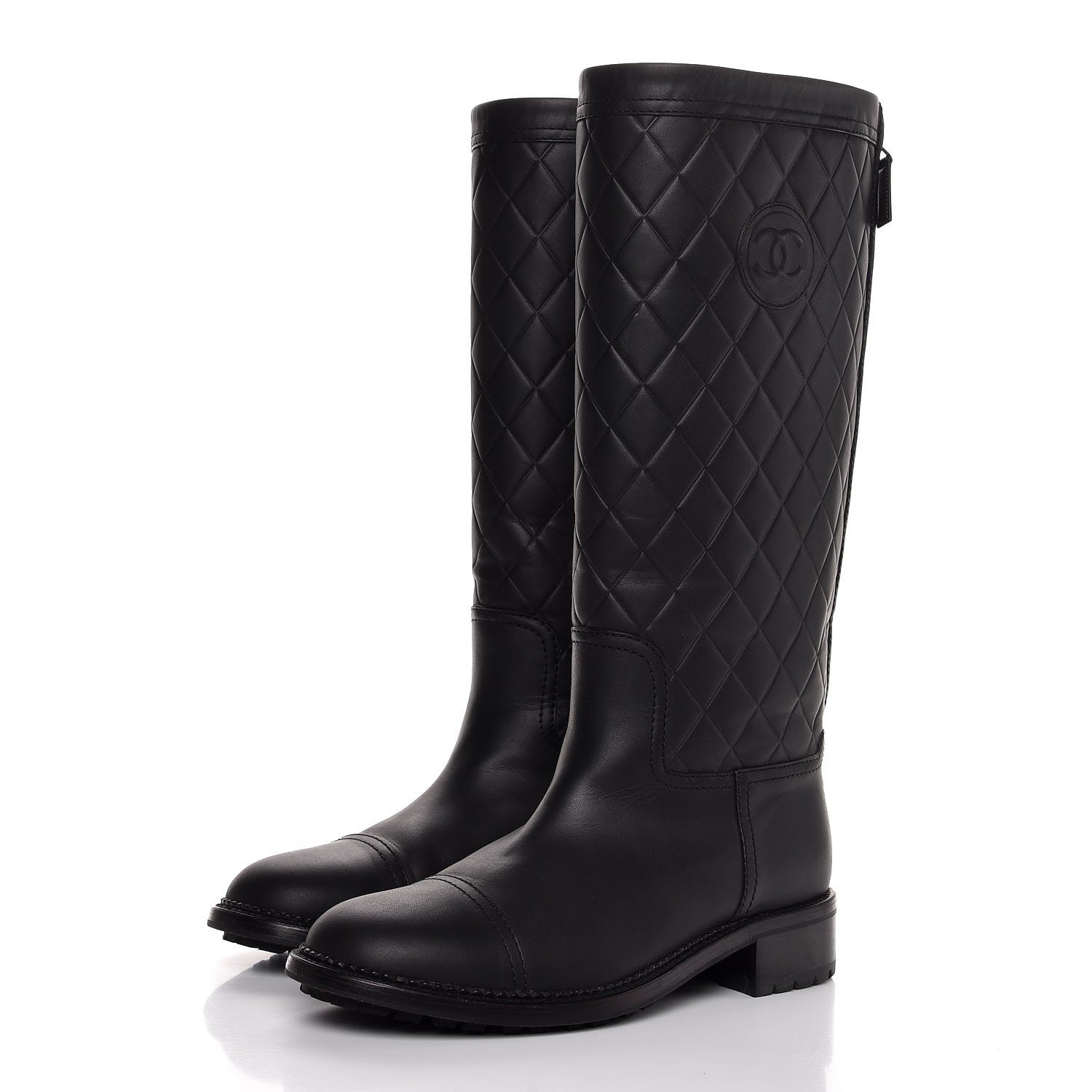 Chanel Oily Calfskin Quilted High Boots 40 Black 3 of 6