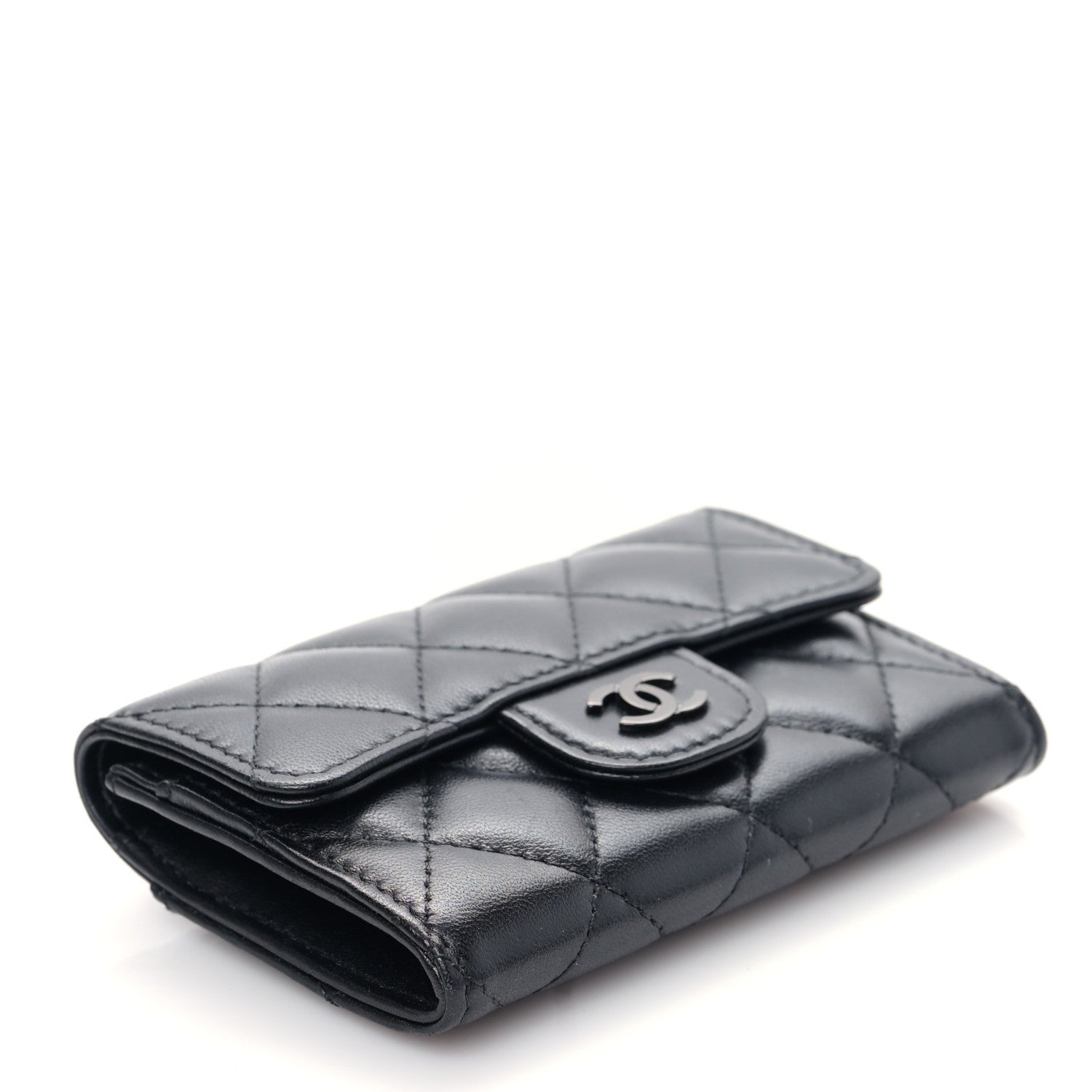 Chanel Lambskin Quilted Flap Card Holder Wallet So Black 4 of 11