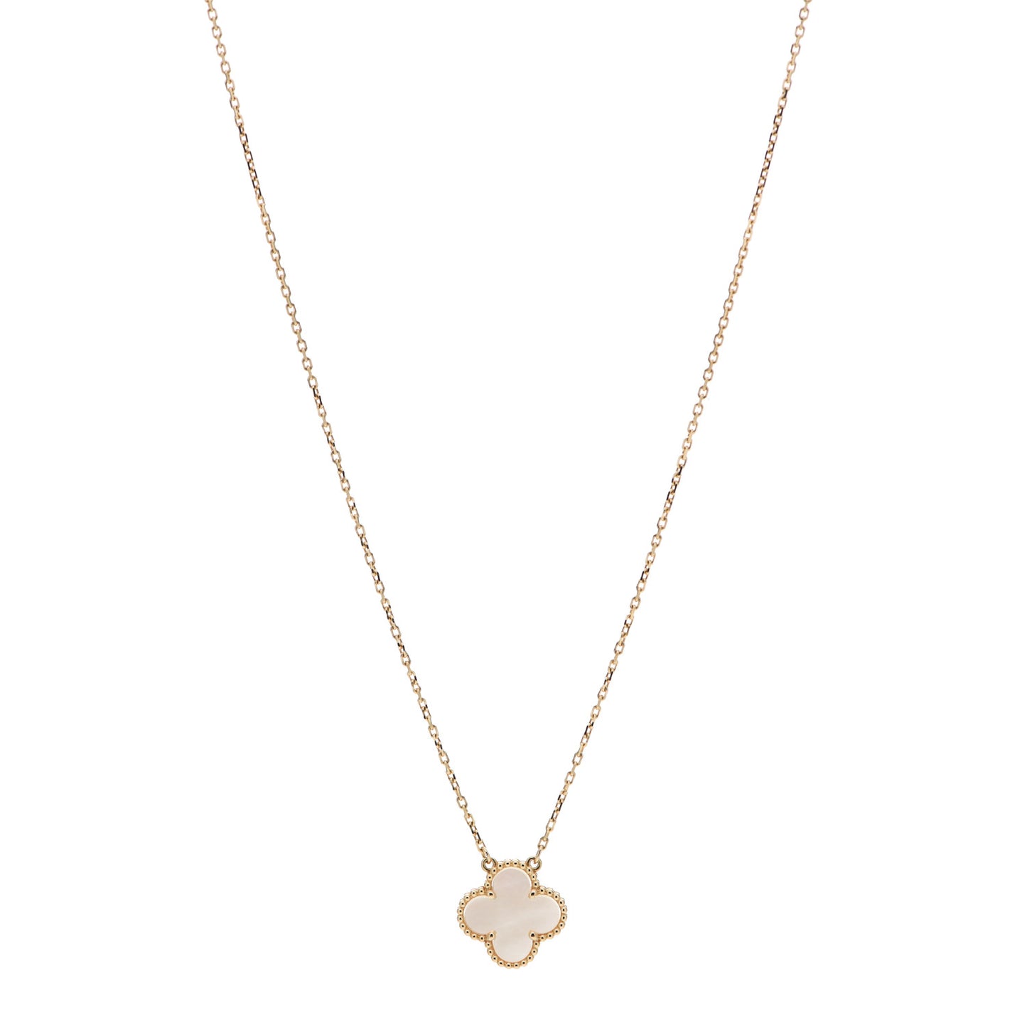 18K Yellow Gold Mother of Pearl Vintage Alhambra Pendant Necklace