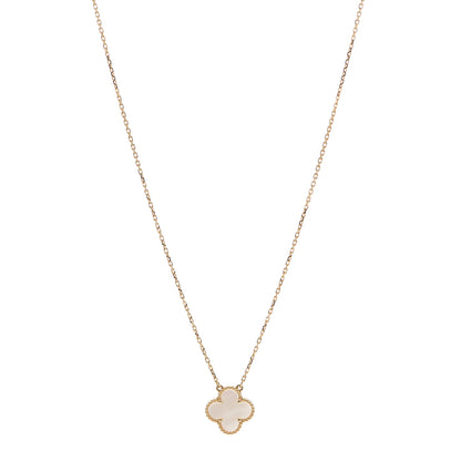 Van Cleef & Arpels 18K Yellow Gold Mother of Pearl Vintage Alhambra Pendant Necklace 1 of 6