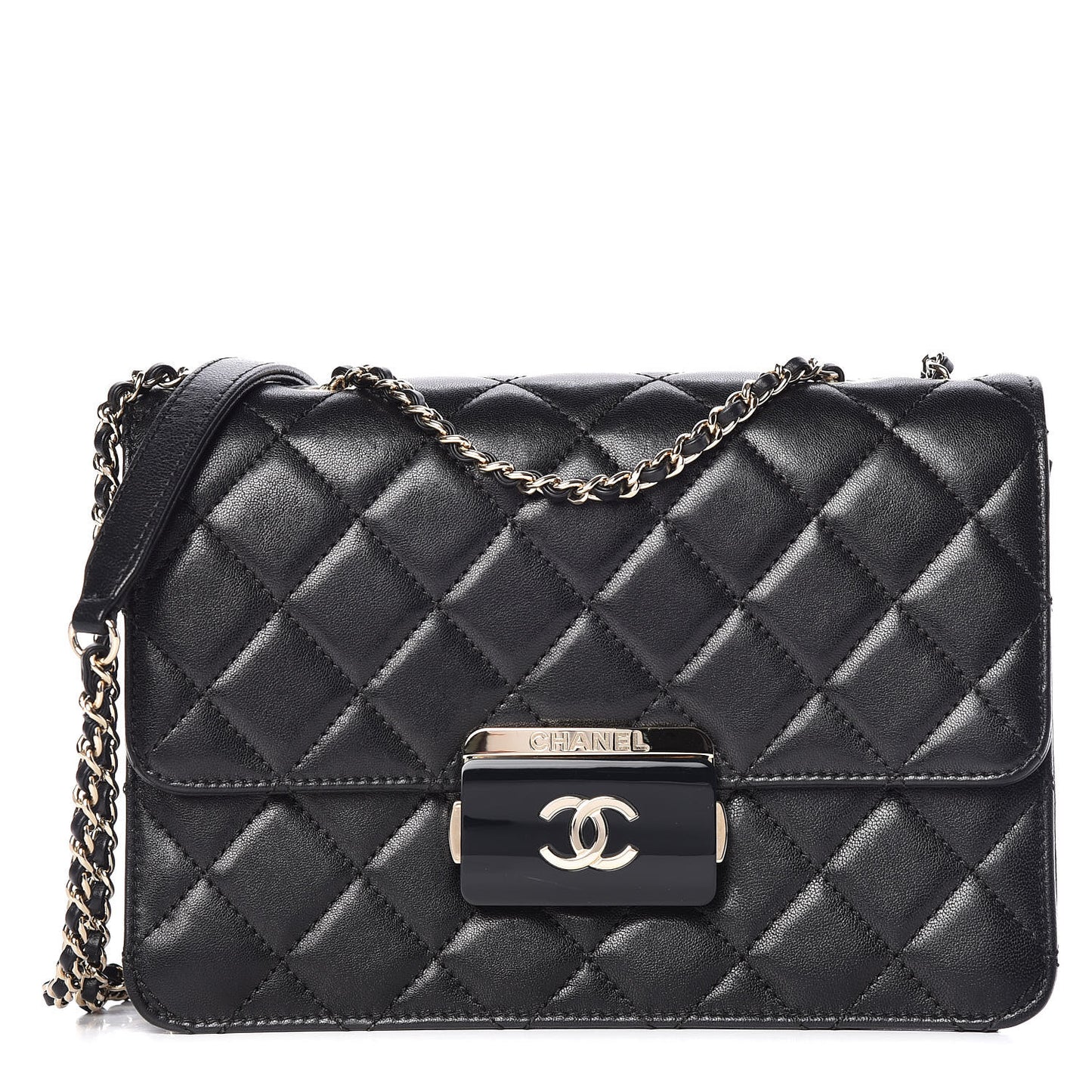 Sheepskin Quilted Beauty Lock Flap Black