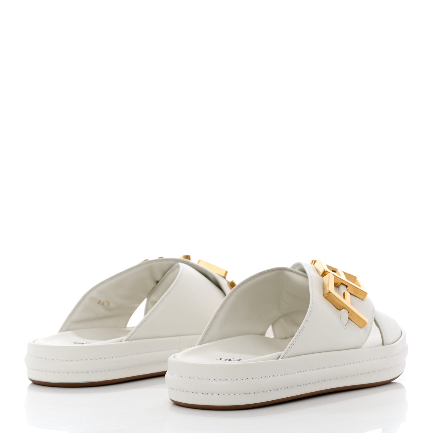 Vitello Womens Fendigraphy Slide Sandals 36.5 White Ice