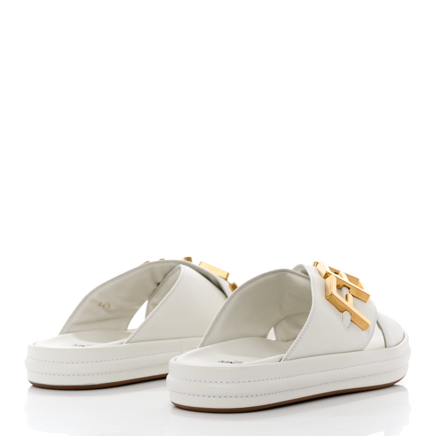 Fendi Vitello Womens Fendigraphy Slide Sandals 36.5 White Ice 4 of 9