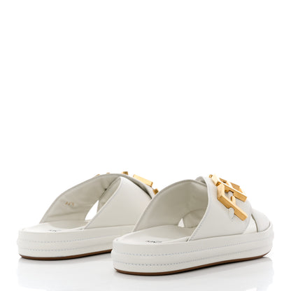 Fendi Vitello Womens Fendigraphy Slide Sandals 36.5 White Ice 4 of 9