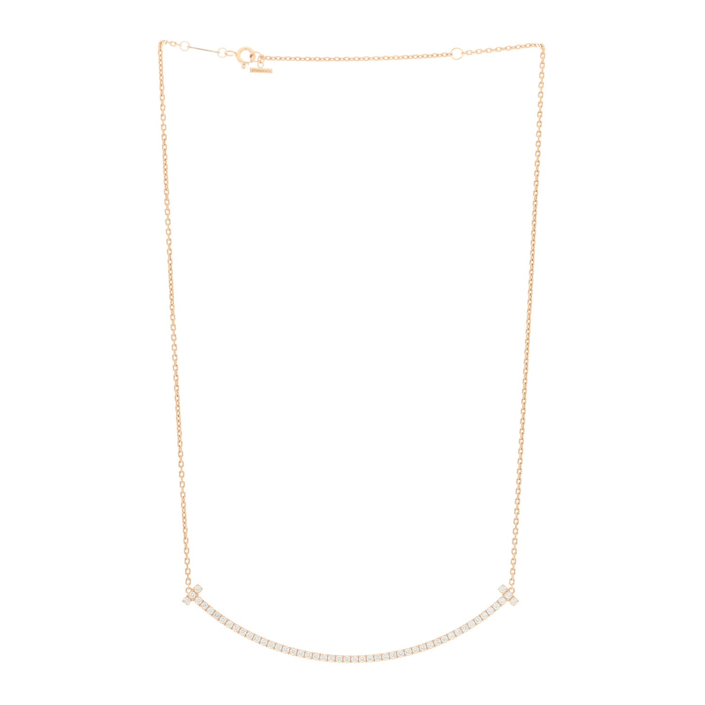 18K Rose Gold Diamond Extra Large T Smile Pendant Necklace