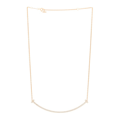 Tiffany 18K Rose Gold Diamond Extra Large T Smile Pendant Necklace 2 of 3
