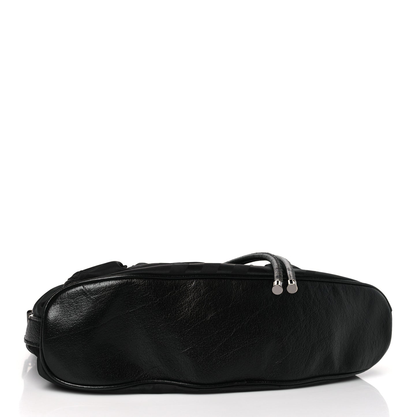 Nylon Tonal Check Drawstring Tote Black