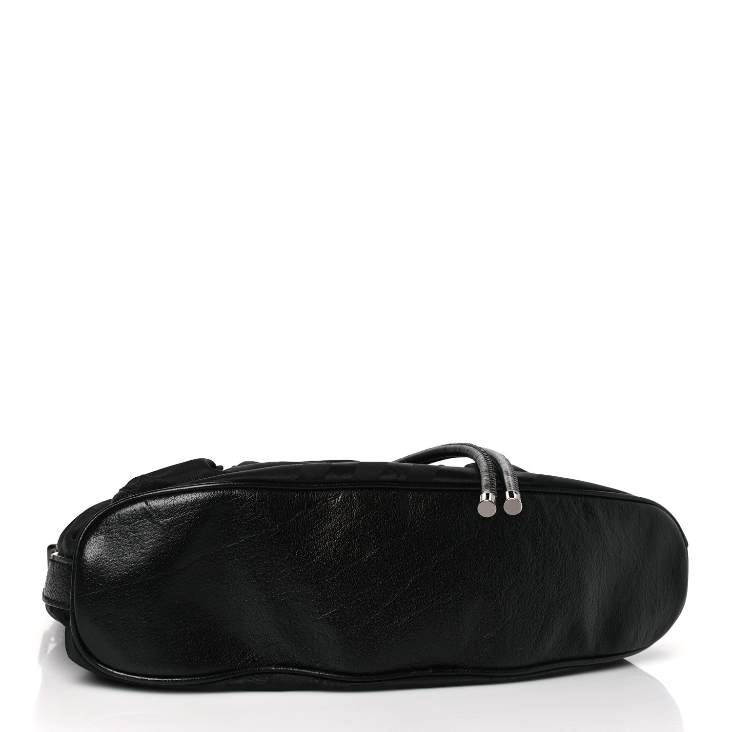 Burberry Nylon Tonal Check Drawstring Tote Black 4 of 8