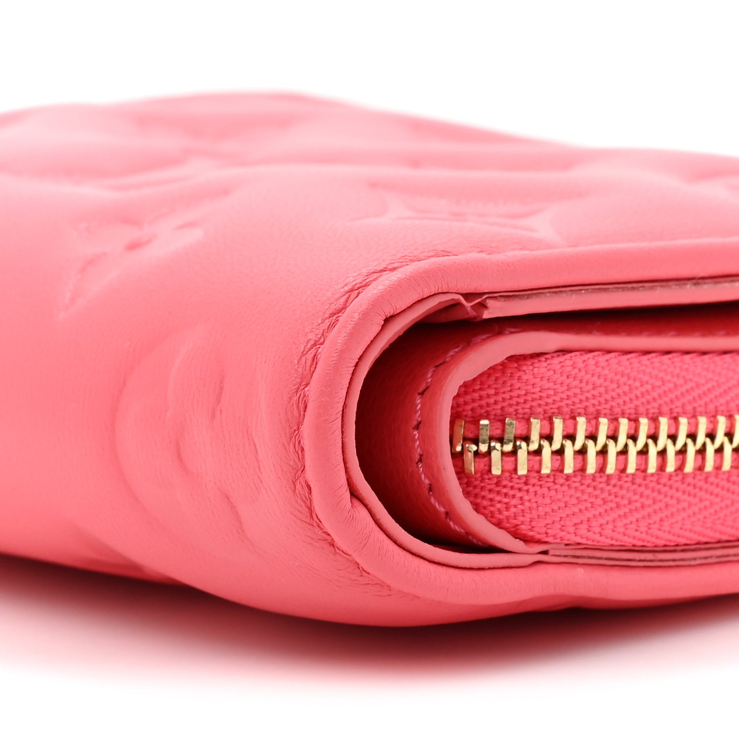 Lambskin Embossed Monogram Lou Coussin Wallet Pink