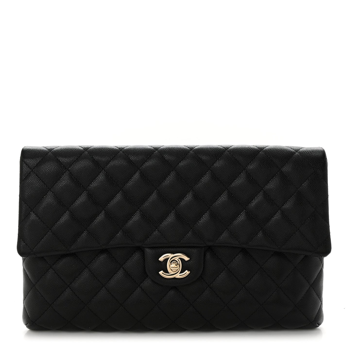 Caviar Quilted Flap Clutch Black