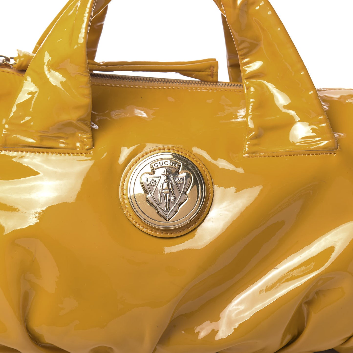 Patent Medium Hysteria Top Handle Bag Yellow