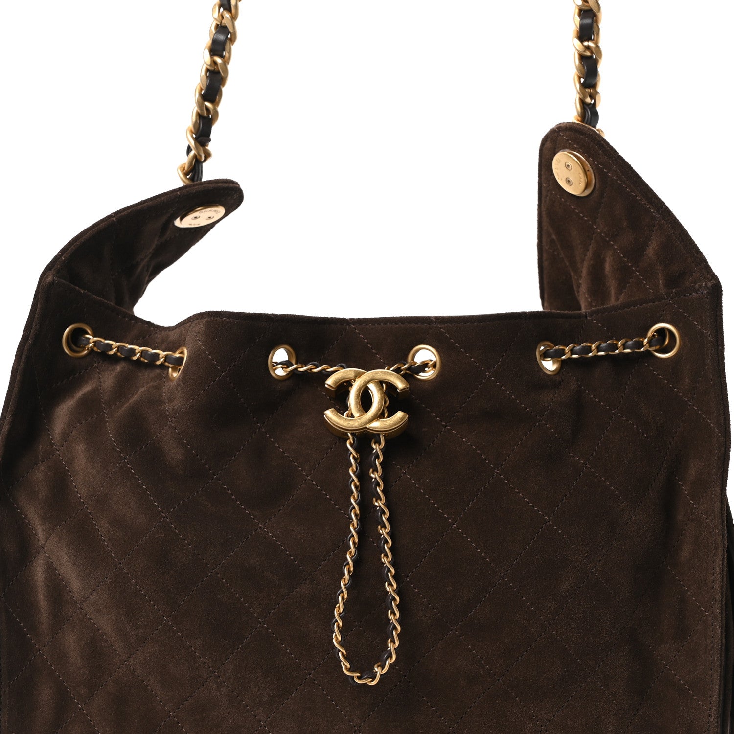 Chanel Suede Quilted Medium Chanel 25 Handbag Dark Brown 9 of 11