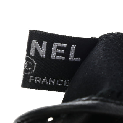Chanel Lambskin Perforated CC Fingerless Gloves 7.5 Black 4 of 5