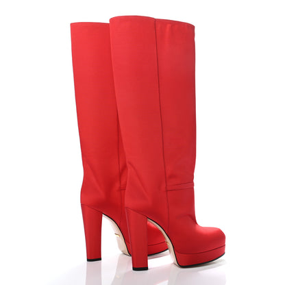 Gucci Twill Larius Knee High Boots 37 Heron Red 4 of 7