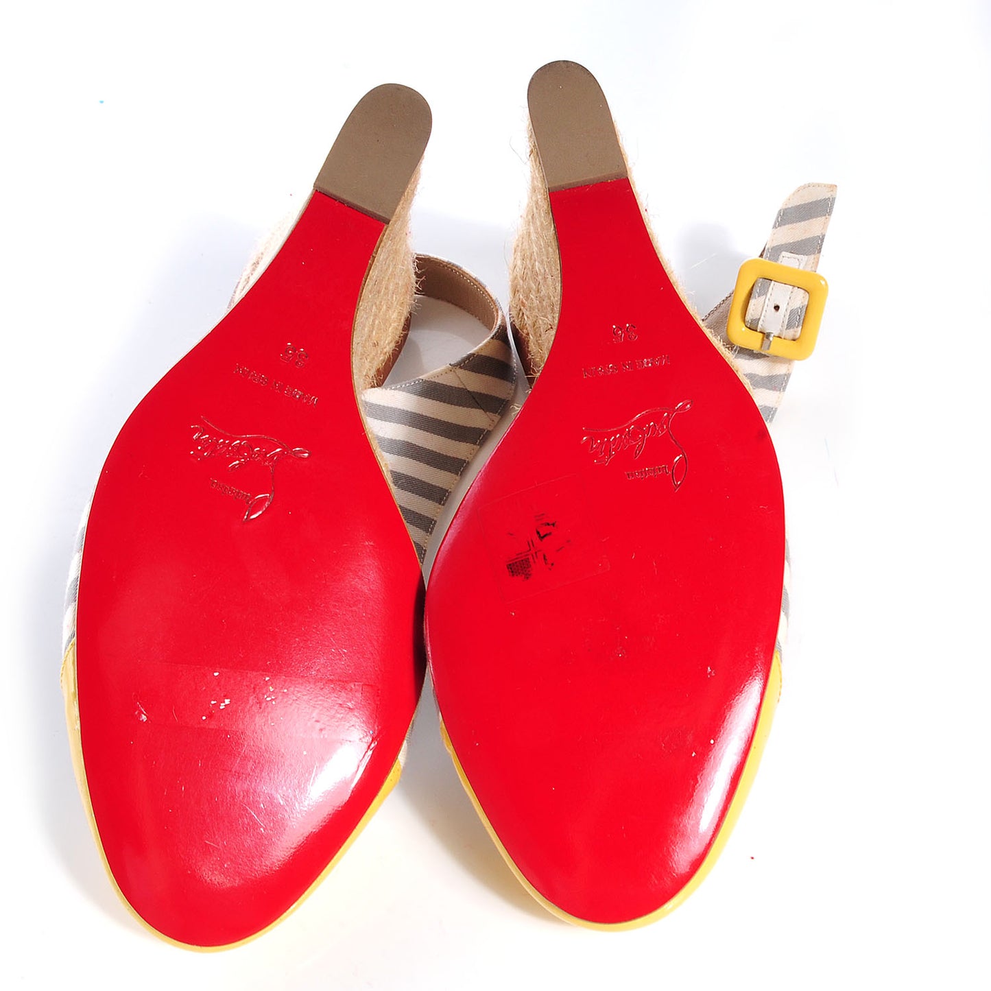 Patent Leather Canvas Chus Espadrille Wedges 35 Yellow